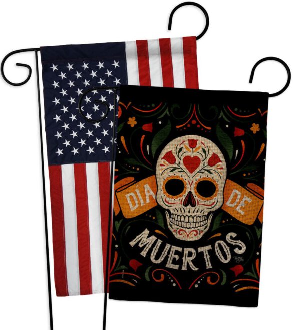 Dia de Muetos Skull - Halloween Fall Vertical Impressions Decorative Flags HG120073 Made In USA - Image 29