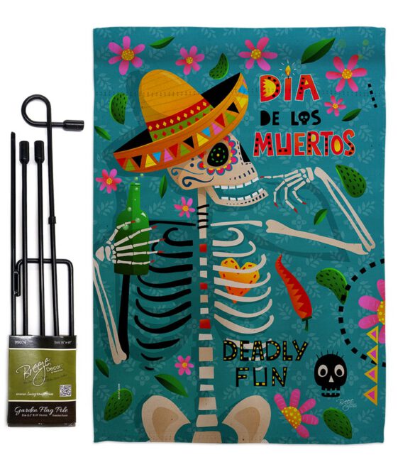 Dia de Muetos Fun - Halloween Fall Vertical Impressions Decorative Flags HG120072 Made In USA - Image 4