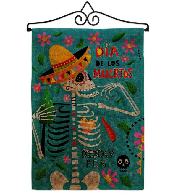Dia de Muetos Fun - Halloween Fall Vertical Impressions Decorative Flags HG120072 Made In USA - Image 37