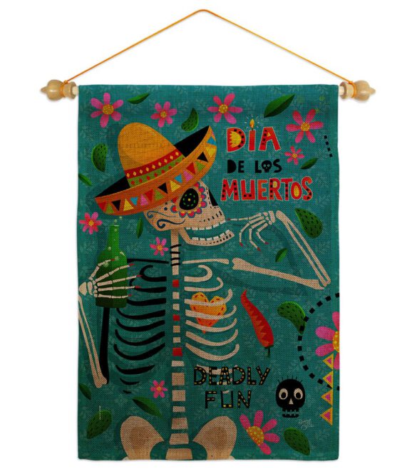 Dia de Muetos Fun - Halloween Fall Vertical Impressions Decorative Flags HG120072 Made In USA - Image 40