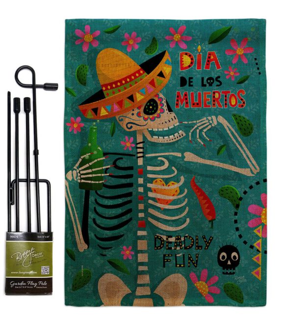 Dia de Muetos Fun - Halloween Fall Vertical Impressions Decorative Flags HG120072 Made In USA - Image 25