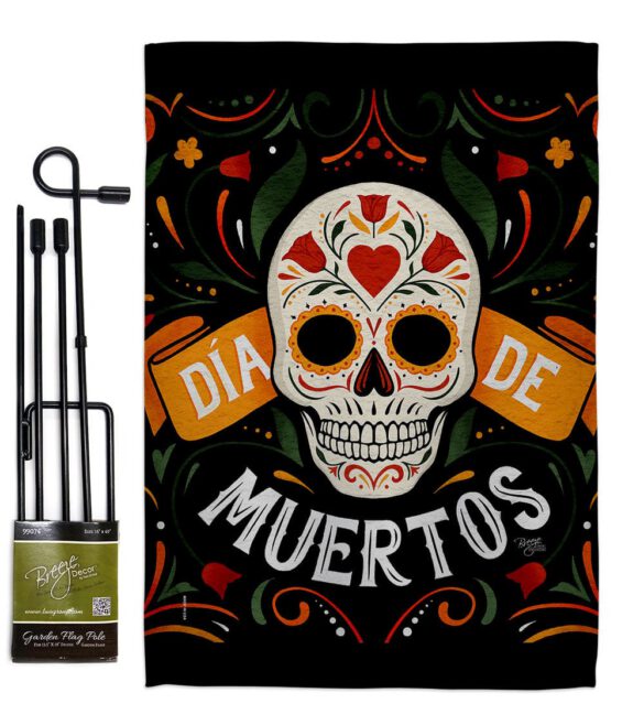 Dia de Muetos Skull - Halloween Fall Vertical Impressions Decorative Flags HG120073 Made In USA - Image 4
