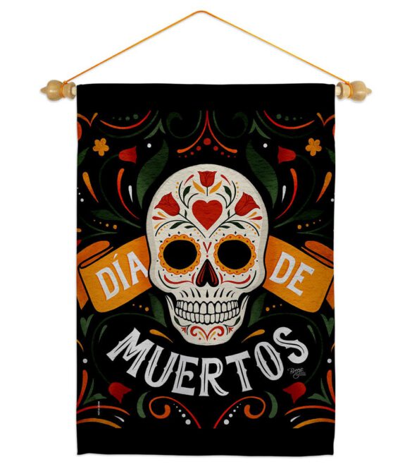 Dia de Muetos Skull - Halloween Fall Vertical Impressions Decorative Flags HG120073 Made In USA - Image 18