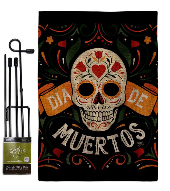 Dia de Muetos Skull - Halloween Fall Vertical Impressions Decorative Flags HG120073 Made In USA - Image 24