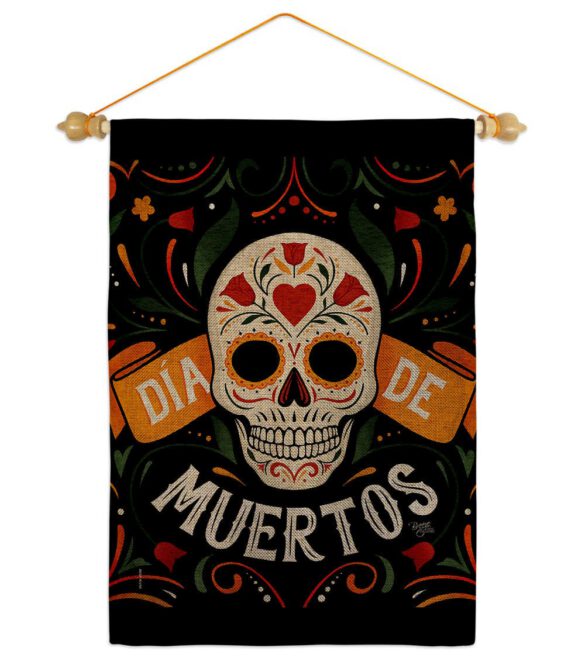 Dia de Muetos Skull - Halloween Fall Vertical Impressions Decorative Flags HG120073 Made In USA - Image 39