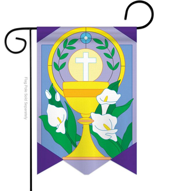 Easter Cup and Cross - Easter Spring Vertical Applique Decorative Flags HG103033