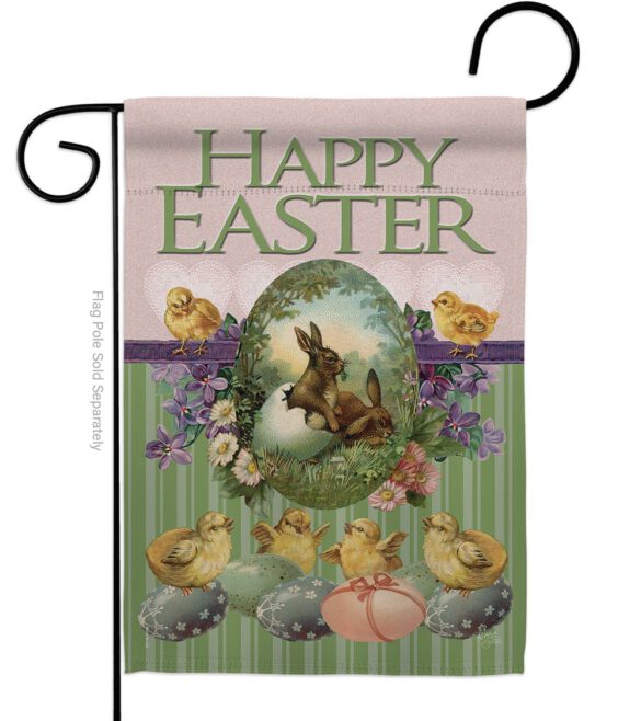 Bunny with Chicks - Easter Spring Vertical Impressions Decorative Flags HG103053 Made In USA
