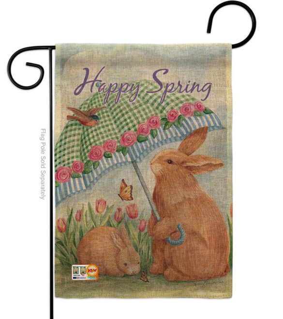 Bunnies With Umbrella - Easter Spring Vertical Impressions Decorative Flags HG103060 Made In USA - Image 8