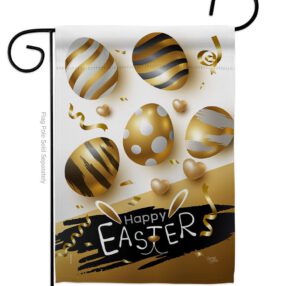 Golden Eggs Party - Easter Spring Vertical Impressions Decorative Flags HG103078 Made In USA