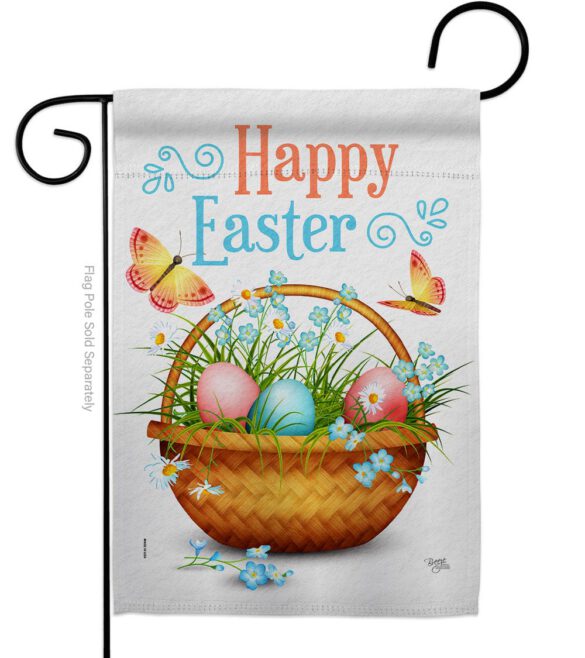 Easter Floral Basket - Easter Spring Vertical Impressions Decorative Flags HG103084 Made In USA