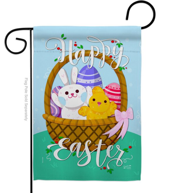 Happy Easter Basket - Easter Spring Vertical Impressions Decorative Flags HG137155 Made In USA