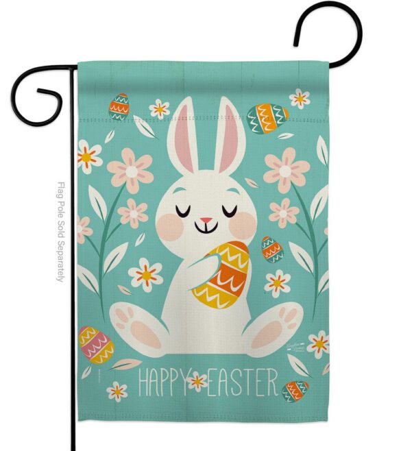 Cheerful Easter Bunny - Easter Spring Vertical Impressions Decorative Flags HG137345 Made In USA