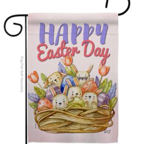 Bunnies Basket - Easter Spring Vertical Impressions Decorative Flags HG137439 Made In USA