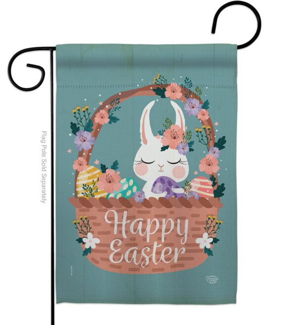 Bunny in Basket - Easter Spring Vertical Impressions Decorative Flags HG190060 Made In USA