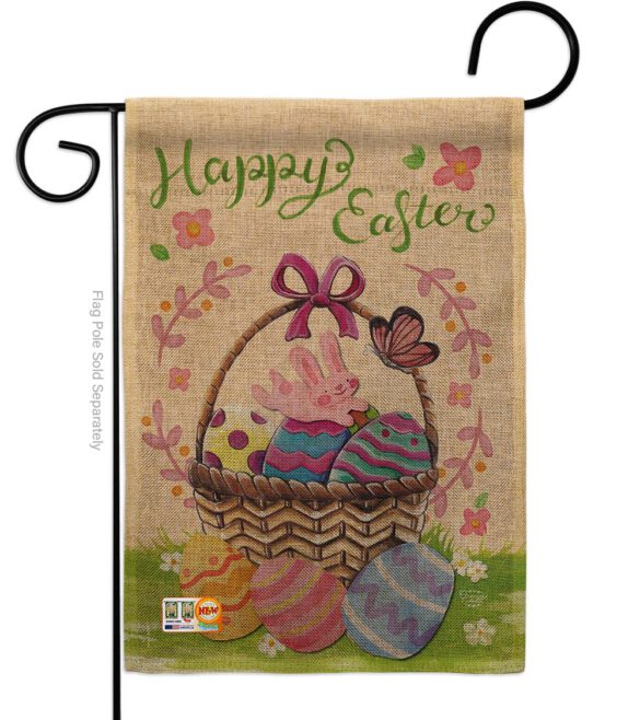 Happy Easter Colourful Basket Eggs - Easter Spring Vertical Impressions Decorative Flags HG192018 Made In USA - Image 8