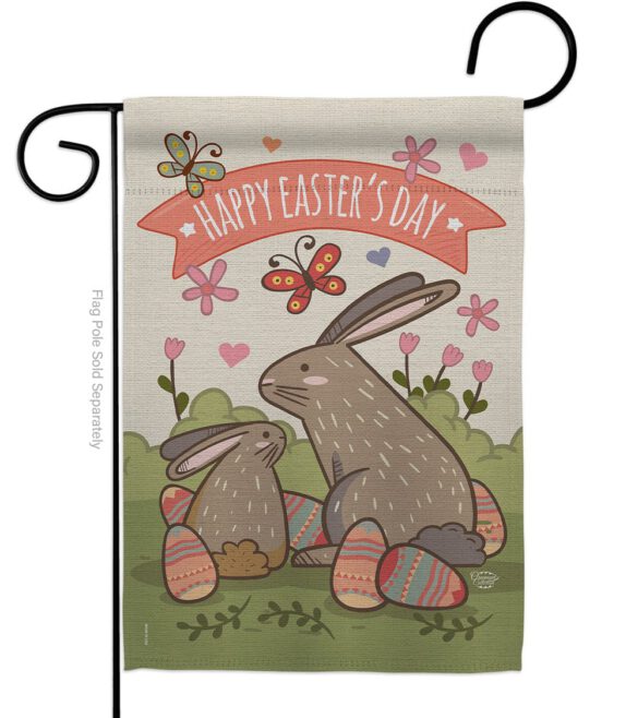 Happy Easter's Day with Colourful Bunny Eggs - Easter Spring Vertical Impressions Decorative Flags HG192020 Made In USA
