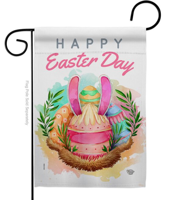 Happy Bunny Eggs - Easter Spring Vertical Impressions Decorative Flags HG192349 Made In USA