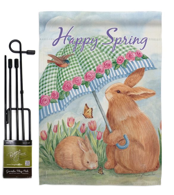 Bunnies With Umbrella - Easter Spring Vertical Impressions Decorative Flags HG103060 Made In USA - Image 4
