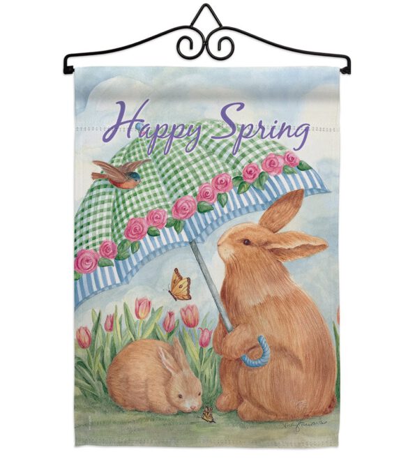 Bunnies With Umbrella - Easter Spring Vertical Impressions Decorative Flags HG103060 Made In USA - Image 7
