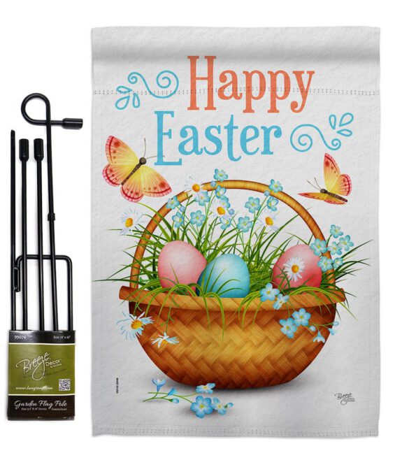 Easter Floral Basket - Easter Spring Vertical Impressions Decorative Flags HG103084 Made In USA - Image 4