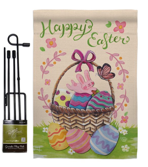 Happy Easter Colourful Basket Eggs - Easter Spring Vertical Impressions Decorative Flags HG192018 Made In USA - Image 4