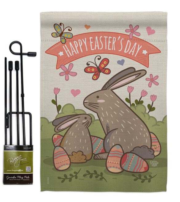 Happy Easter's Day with Colourful Bunny Eggs - Easter Spring Vertical Impressions Decorative Flags HG192020 Made In USA - Image 4
