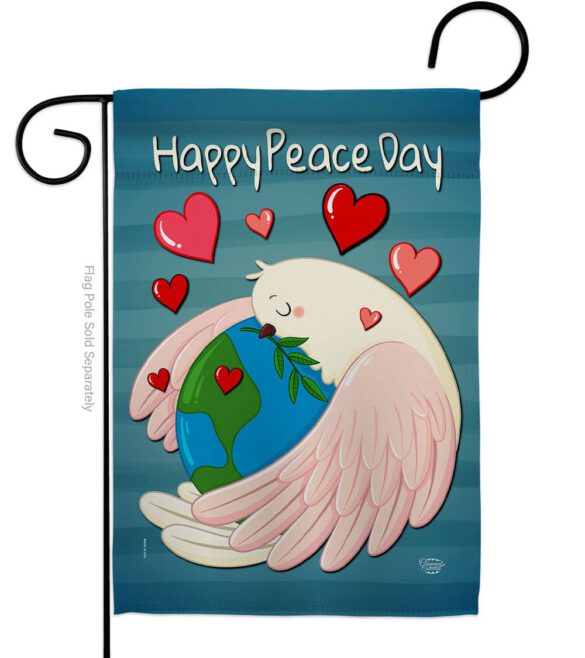 Happy Peace Day - Expression Inspirational Vertical Impressions Decorative Flags HG192420 Made In USA