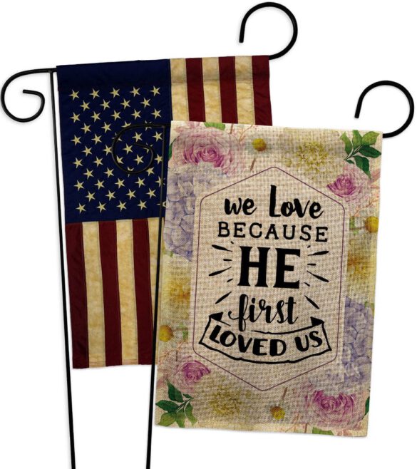He First Loved - Faith Religious Inspirational Vertical Impressions Decorative Flags HG120280 Made In USA - Image 28