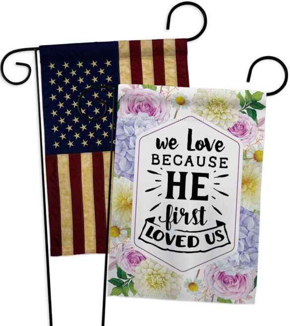 He First Loved - Faith Religious Inspirational Vertical Impressions Decorative Flags HG120280 Made In USA - Image 7