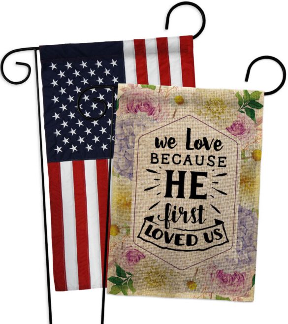 He First Loved - Faith Religious Inspirational Vertical Impressions Decorative Flags HG120280 Made In USA - Image 30