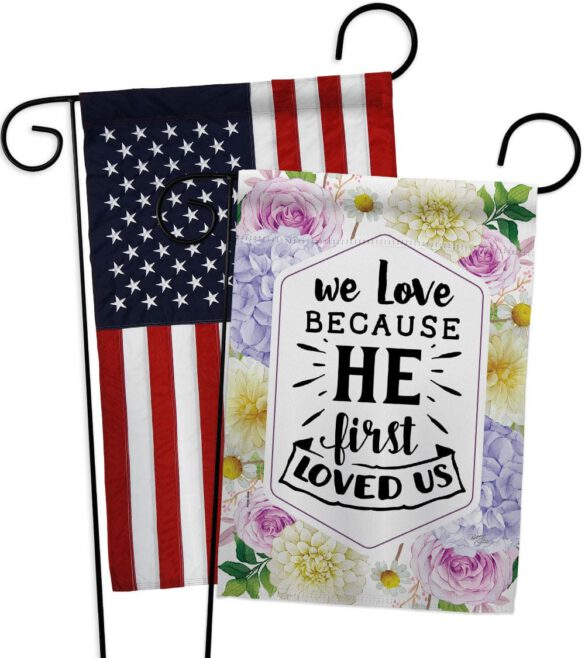 He First Loved - Faith Religious Inspirational Vertical Impressions Decorative Flags HG120280 Made In USA - Image 9