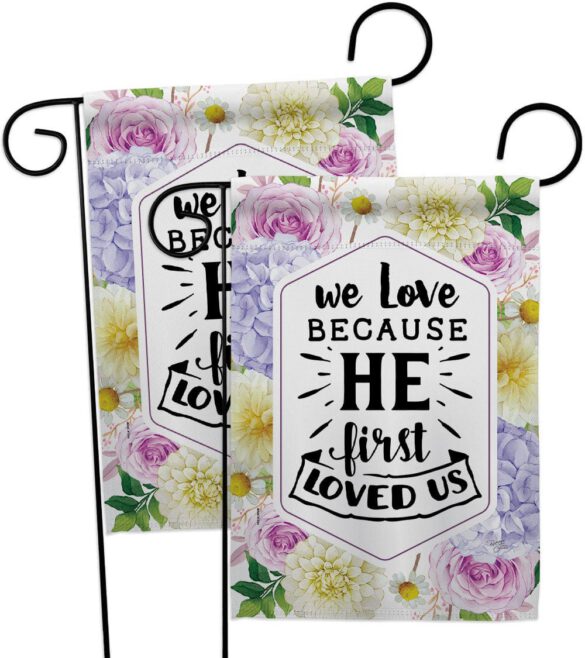 He First Loved - Faith Religious Inspirational Vertical Impressions Decorative Flags HG120280 Made In USA - Image 11