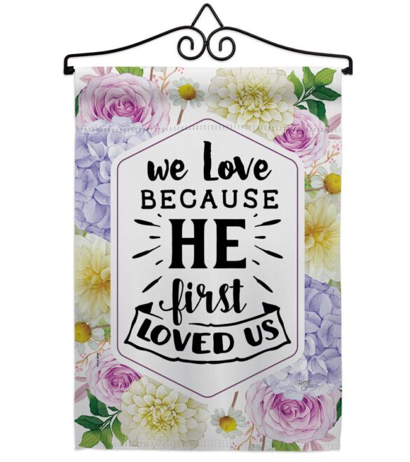 He First Loved - Faith Religious Inspirational Vertical Impressions Decorative Flags HG120280 Made In USA - Image 16