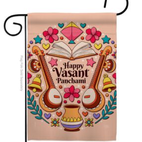Happy Vasant Panchami - Faith & Religious Inspirational Vertical Impressions Decorative Flags HG103076 Made In USA