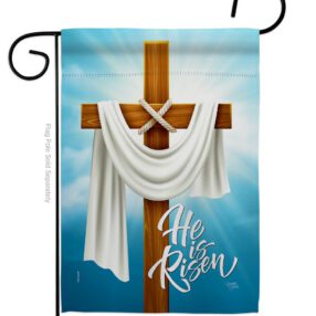 He is Risen - Faith & Religious Inspirational Vertical Impressions Decorative Flags HG103079 Made In USA