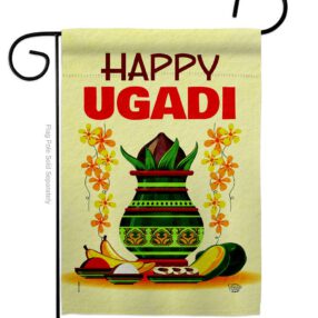 Happy Ugadi - Faith & Religious Inspirational Vertical Impressions Decorative Flags HG192503 Made In USA