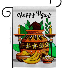 Celebrate Ugadi - Faith & Religious Inspirational Vertical Impressions Decorative Flags HG192506 Made In USA