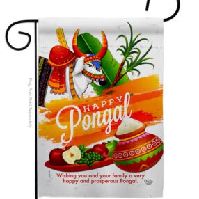 Happy Prosperous Pongal - Faith & Religious Inspirational Vertical Impressions Decorative Flags HG192514 Made In USA
