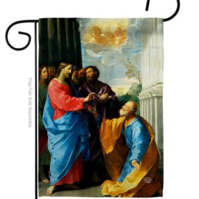 Christ Giving the Keys - Faith & Religious Inspirational Vertical Impressions Decorative Flags HG192549 Made In USA