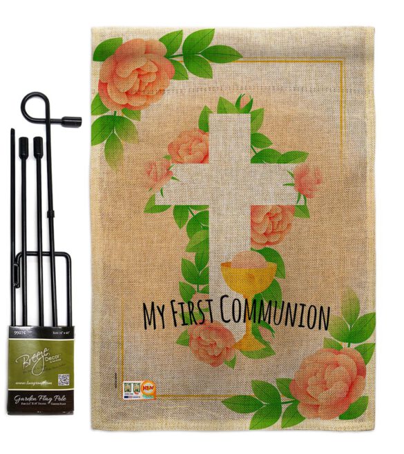 Floral Frist Communion - Faith & Religious Inspirational Vertical Impressions Decorative Flags HG103064 Made In USA - Image 12