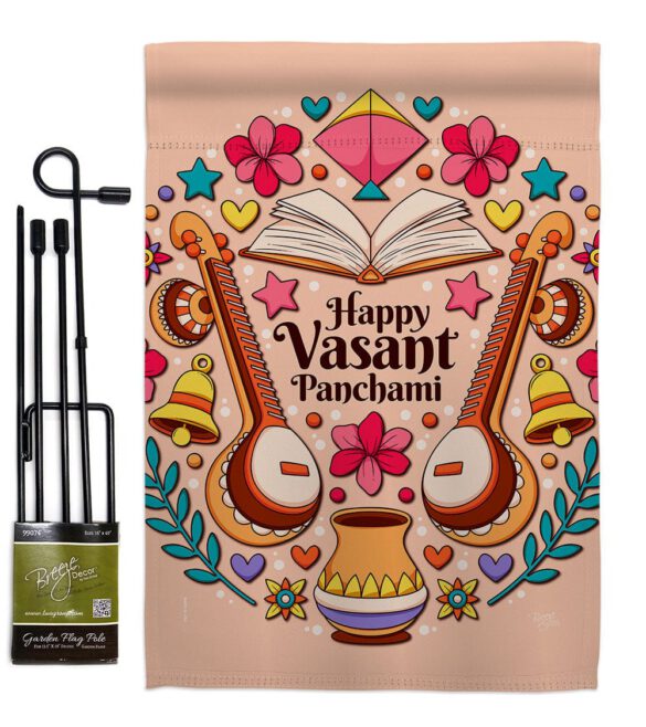 Happy Vasant Panchami - Faith & Religious Inspirational Vertical Impressions Decorative Flags HG103076 Made In USA - Image 4