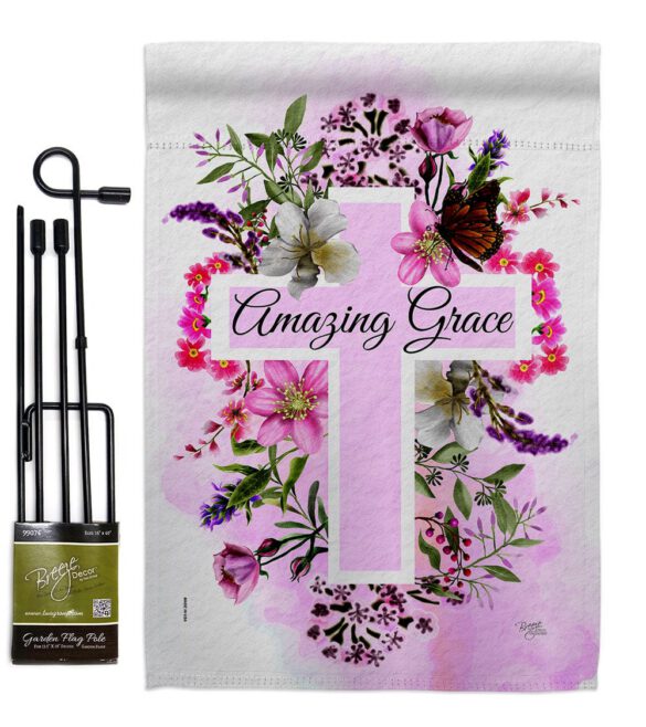 Floral Amazing Grace - Faith & Religious Inspirational Vertical Impressions Decorative Flags HG103089 Made In USA - Image 4