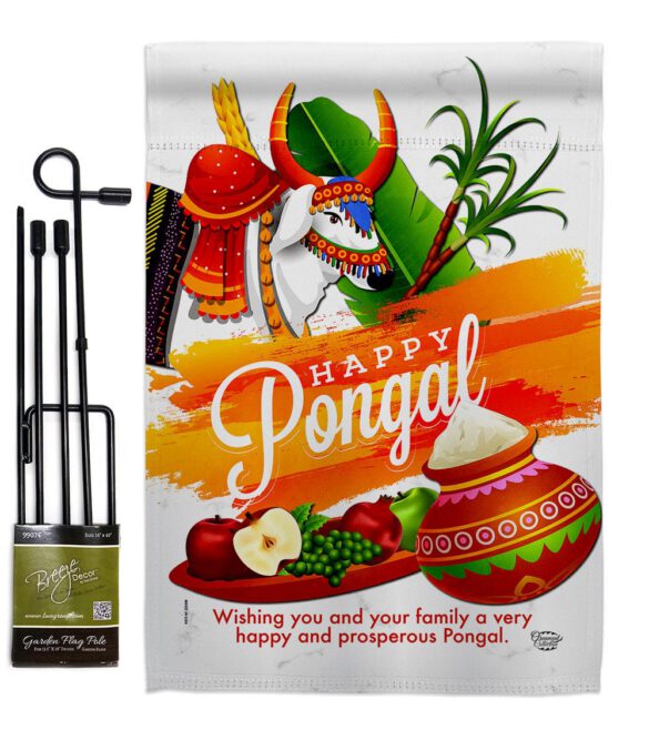 Happy Prosperous Pongal - Faith & Religious Inspirational Vertical Impressions Decorative Flags HG192514 Made In USA - Image 4
