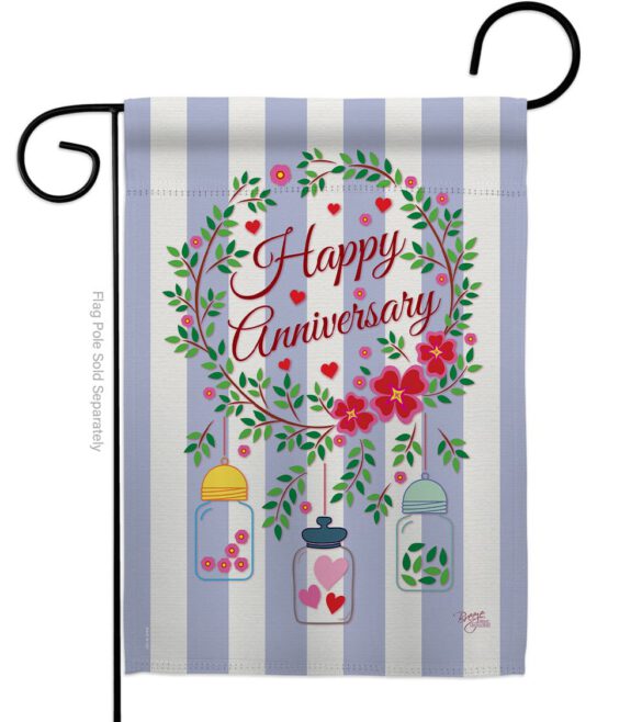 Happy Anniversary - Family Special Occasion Vertical Impressions Decorative Flags HG115103 Made In USA