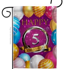 Happy 5th Anniversary - Family Special Occasion Vertical Impressions Decorative Flags HG115184 Made In USA