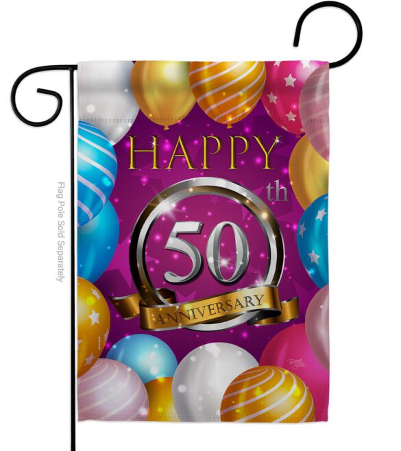 Happy 50th Anniversary - Family Special Occasion Vertical Impressions Decorative Flags HG115193 Made In USA