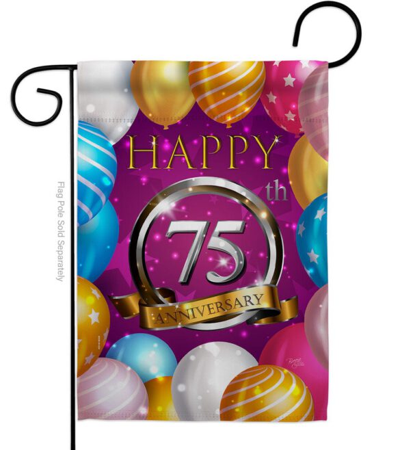 Happy 75th Anniversary - Family Special Occasion Vertical Impressions Decorative Flags HG115198 Made In USA