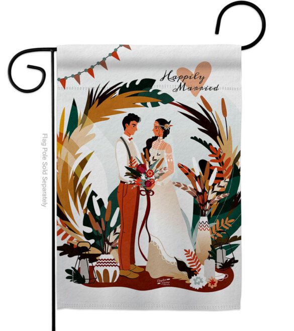 Happily Married - Family Special Occasion Vertical Impressions Decorative Flags HG137456 Made In USA