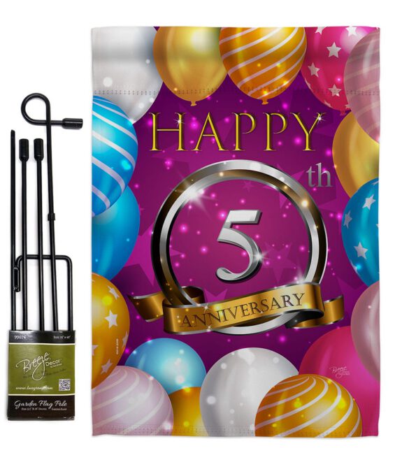 Happy 5th Anniversary - Family Special Occasion Vertical Impressions Decorative Flags HG115184 Made In USA - Image 4
