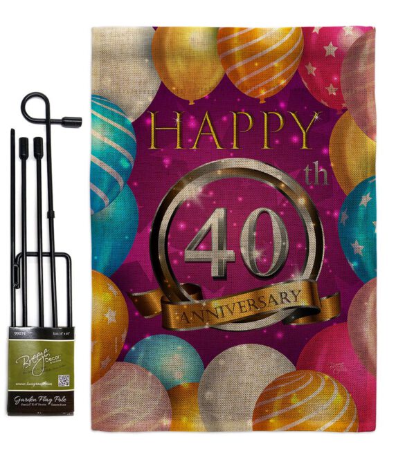 Happy 40th Anniversary - Family Special Occasion Vertical Impressions Decorative Flags HG115191 Made In USA - Image 14